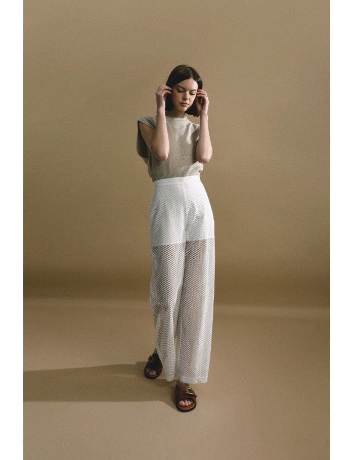 lili sidonio x molly bracken Pantalon en dentelle WHITE