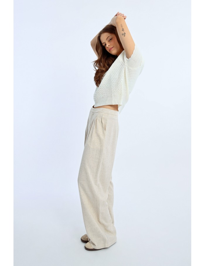Lili Sidonio X Molly Bracken Pantalon En Lin à Pinces LIGHT BEIGE