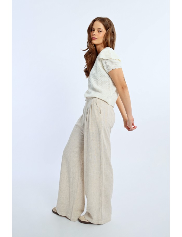 Lili Sidonio X Molly Bracken Pantalon En Lin à Pinces LIGHT BEIGE