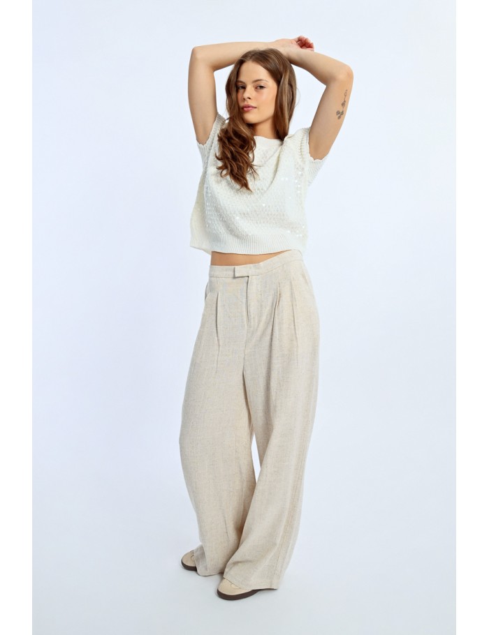 lili sidonio x molly bracken Pantalon en lin à pinces LIGHT BEIGE lili sidonio x molly bracken Pantalon en lin à pinces LIGHT BEIGE