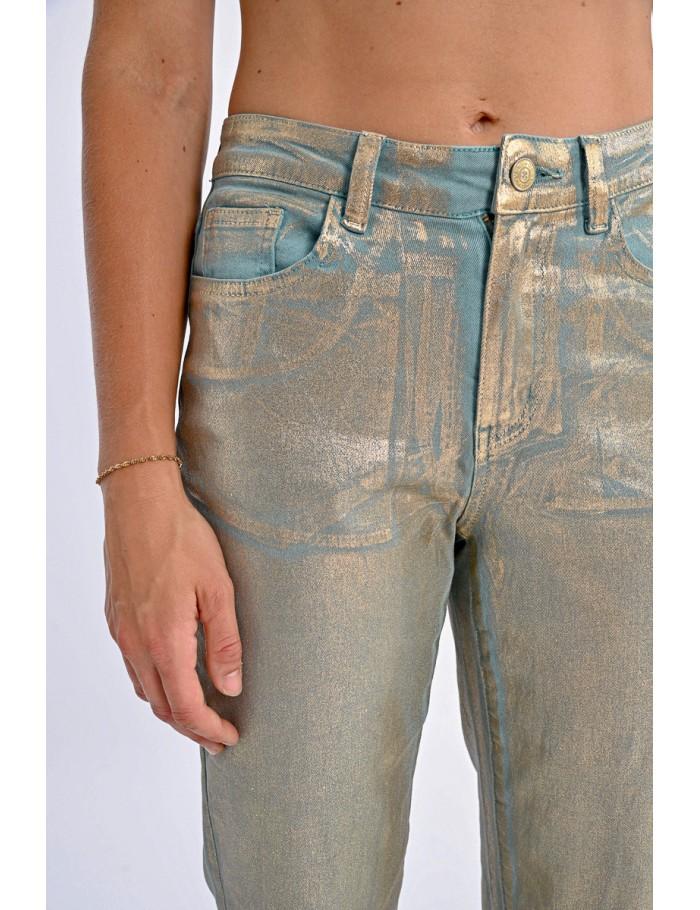 Lili Sidonio X Molly Bracken Pantalon Enduit TURQUOISE