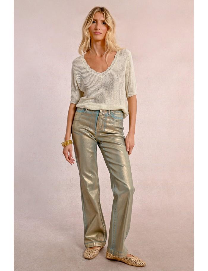Lili Sidonio X Molly Bracken Pantalon Enduit TURQUOISE