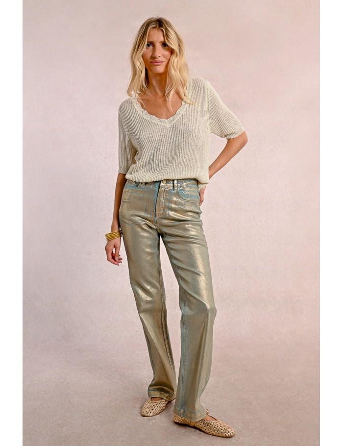 Lili Sidonio X Molly Bracken Pantalon Enduit TURQUOISE