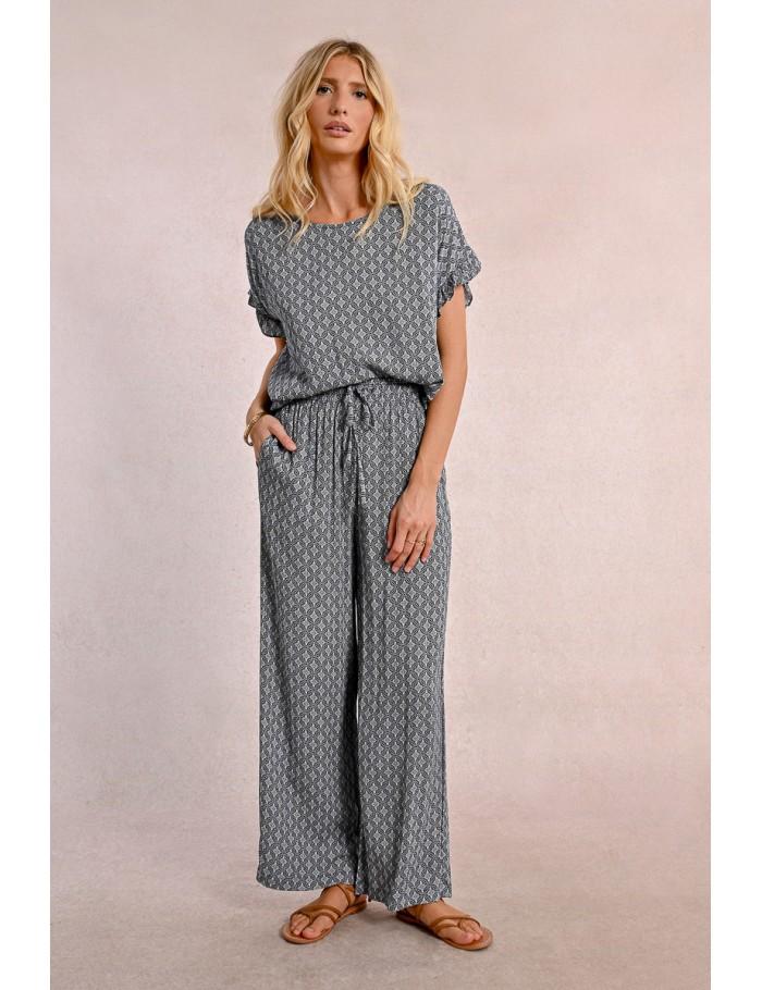 lili sidonio x molly bracken Pantalon fluide imprimé NAVY BLUE