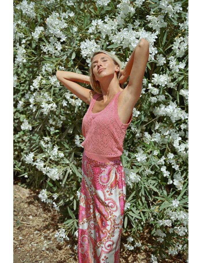 Lili Sidonio X Molly Bracken Pantalon Imprimé Taille Haute PINK DAPHNE
