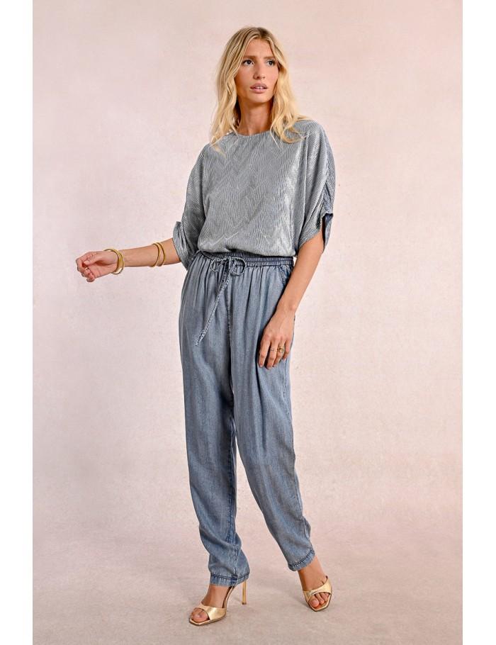 lili sidonio x molly bracken Pantalon jogpant en Tencel DENIM BLUE lili sidonio x molly bracken Pantalon jogpant en Tencel DENIM BLUE