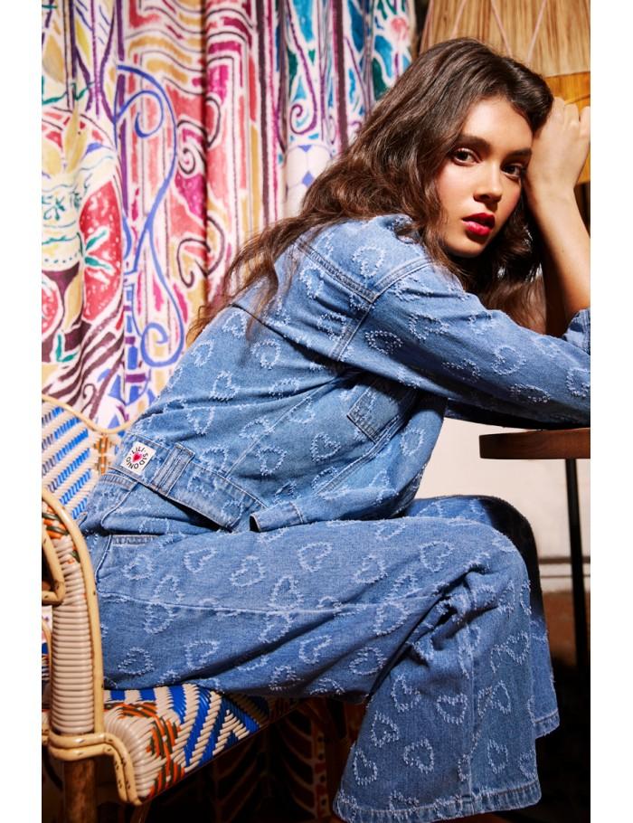 Lili Sidonio X Molly Bracken Pantalon Large à Motif Cœur DENIM BLUE