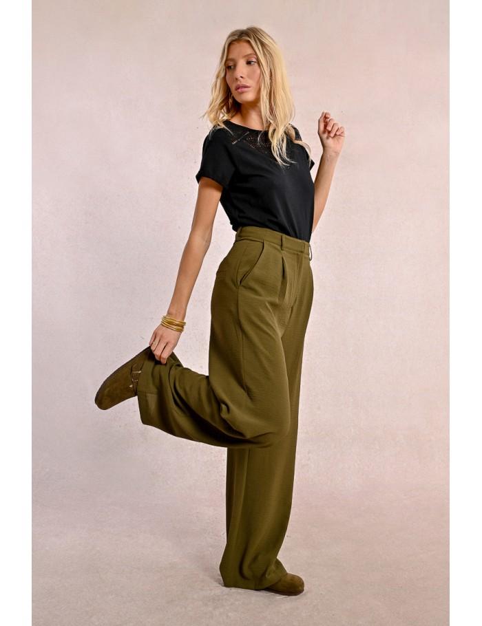 Lili Sidonio X Molly Bracken Pantalon Large à Pinces KHAKI