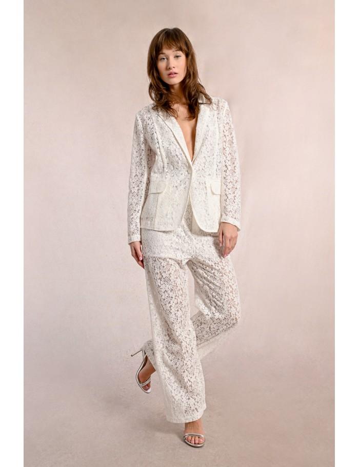 Lili Sidonio X Molly Bracken Pantalon Large En Dentelle WHITE