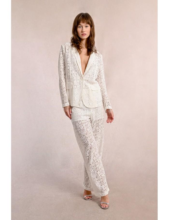 Lili Sidonio X Molly Bracken Pantalon Large En Dentelle WHITE