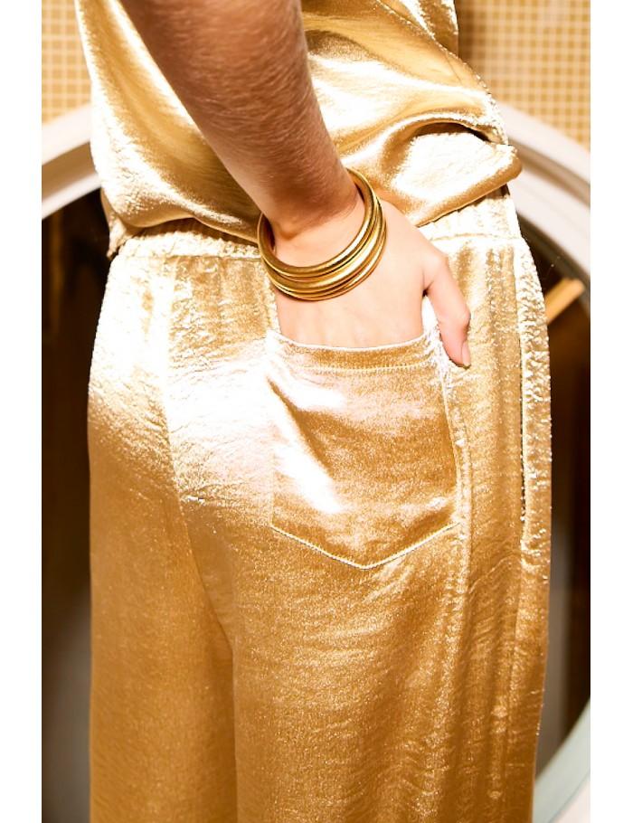 Lili Sidonio X Molly Bracken Pantalon Large Et Satiné OR