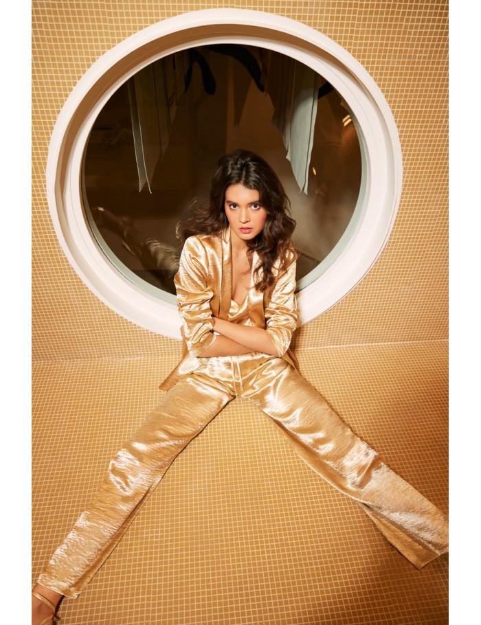 lili sidonio x molly bracken Pantalon large et satiné OR