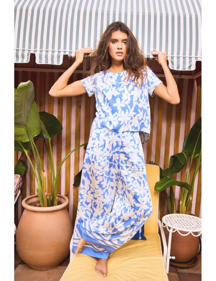 lili sidonio x molly bracken Pantalon large imprimé BLUE HOLBOX