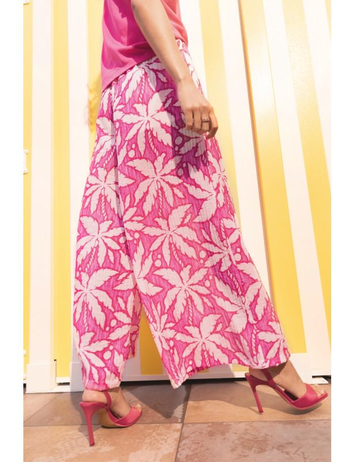 Lili Sidonio X Molly Bracken Pantalon Large Taille Haute Smockée PINK CARACOL