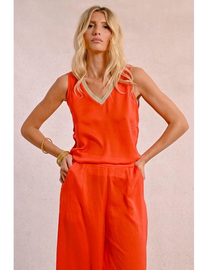 Lili Sidonio X Molly Bracken Pantalon Taille Haute Fluide NAVY BLUE