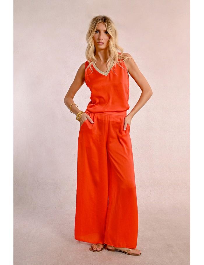 Lili Sidonio X Molly Bracken Pantalon Taille Haute Fluide NAVY BLUE