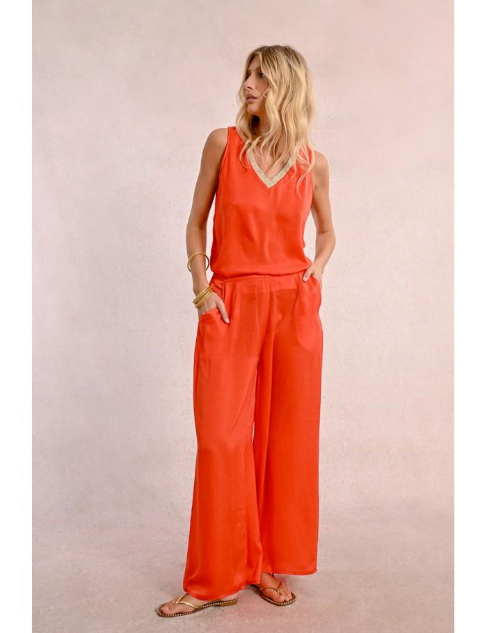 Lili Sidonio X Molly Bracken Pantalon Taille Haute Fluide NAVY BLUE