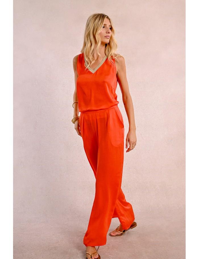 lili sidonio x molly bracken Pantalon taille haute fluide NAVY BLUE lili sidonio x molly bracken Pantalon taille haute fluide NAVY BLUE