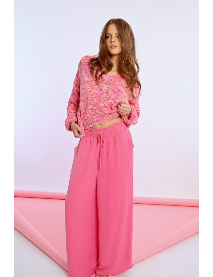 lili sidonio x molly bracken Pantalon taille haute fluide NAVY BLUE