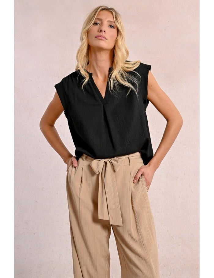 Lili Sidonio X Molly Bracken Pantalon Taille Haute Taille à Nouer BEIGE