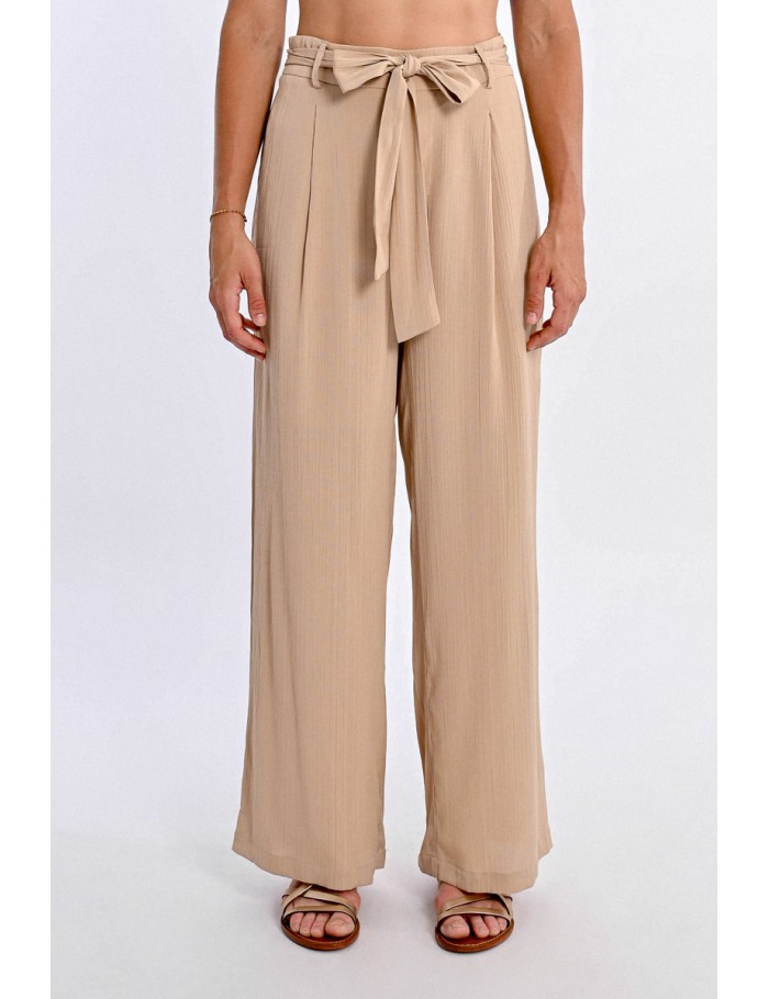 Lili Sidonio X Molly Bracken Pantalon Taille Haute Taille à Nouer BEIGE