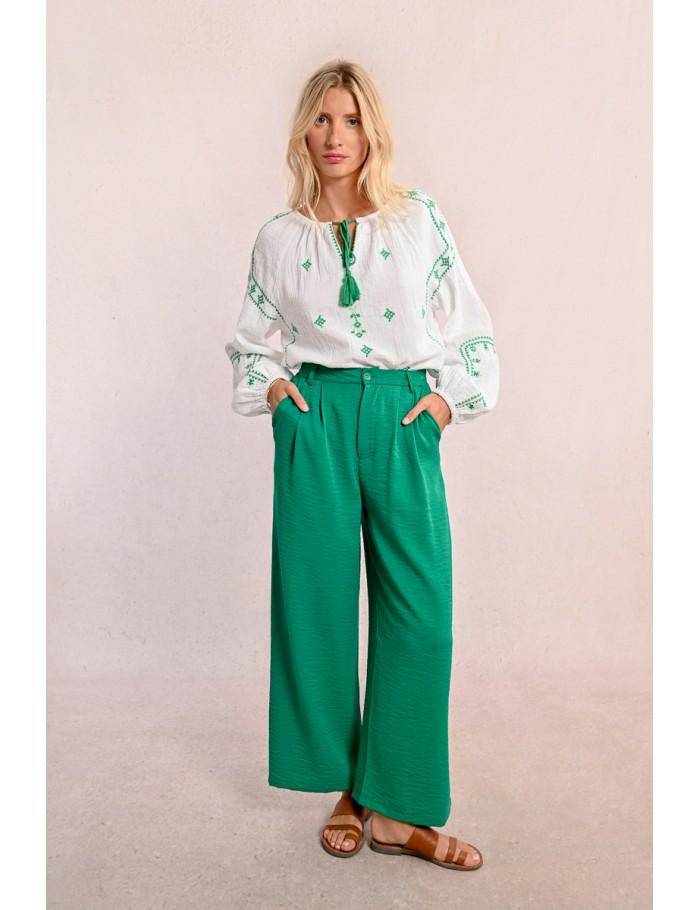 Lili Sidonio X Molly Bracken Pantalon Tailleur Fluide Et Droit VERT