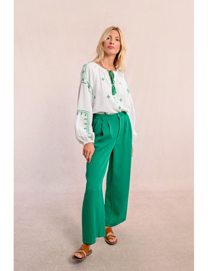 Lili Sidonio X Molly Bracken Pantalon Tailleur Fluide Et Droit VERT