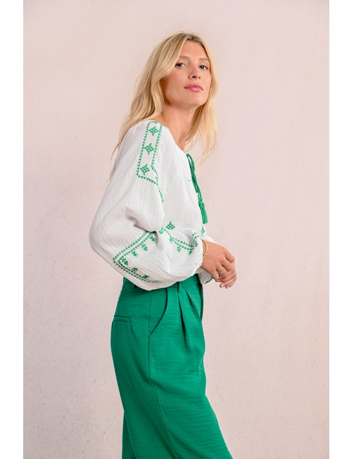 Lili Sidonio X Molly Bracken Pantalon Tailleur Fluide Et Droit VERT