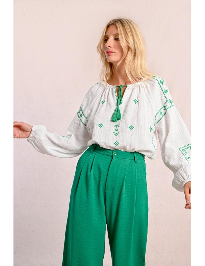 lili sidonio x molly bracken Pantalon tailleur fluide et droit VERT