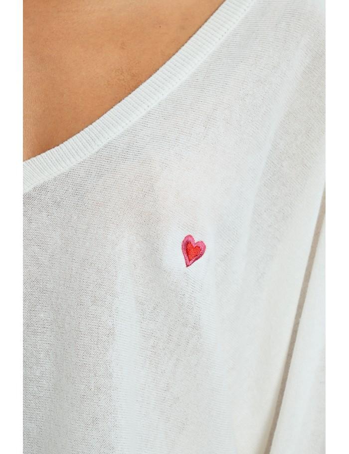 Lili Sidonio X Molly Bracken Pull Crop Motif Cœur ÉCRU