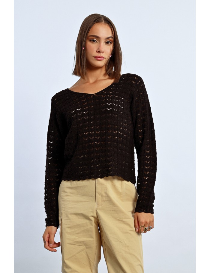 Lili Sidonio X Molly Bracken Pull En Maille Ajourée BLACK