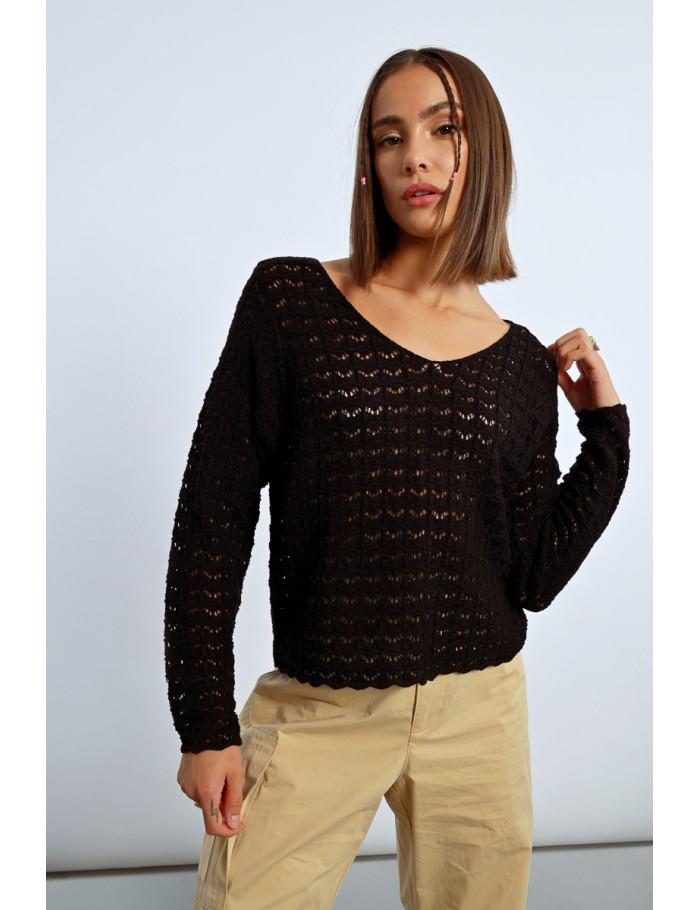 Lili Sidonio X Molly Bracken Pull En Maille Ajourée BLACK