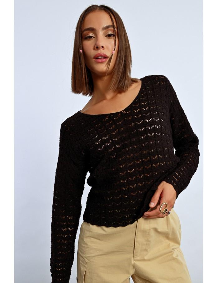 lili sidonio x molly bracken Pull en maille ajourée BLACK lili sidonio x molly bracken Pull en maille ajourée BLACK