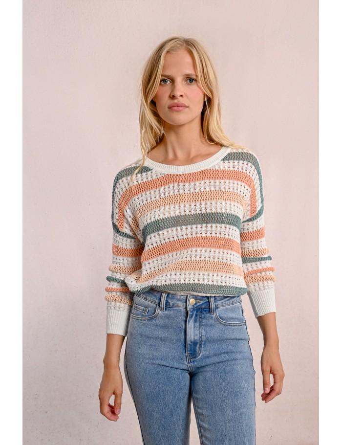 Lili Sidonio X Molly Bracken Pull En Maille Ajourée CORAL