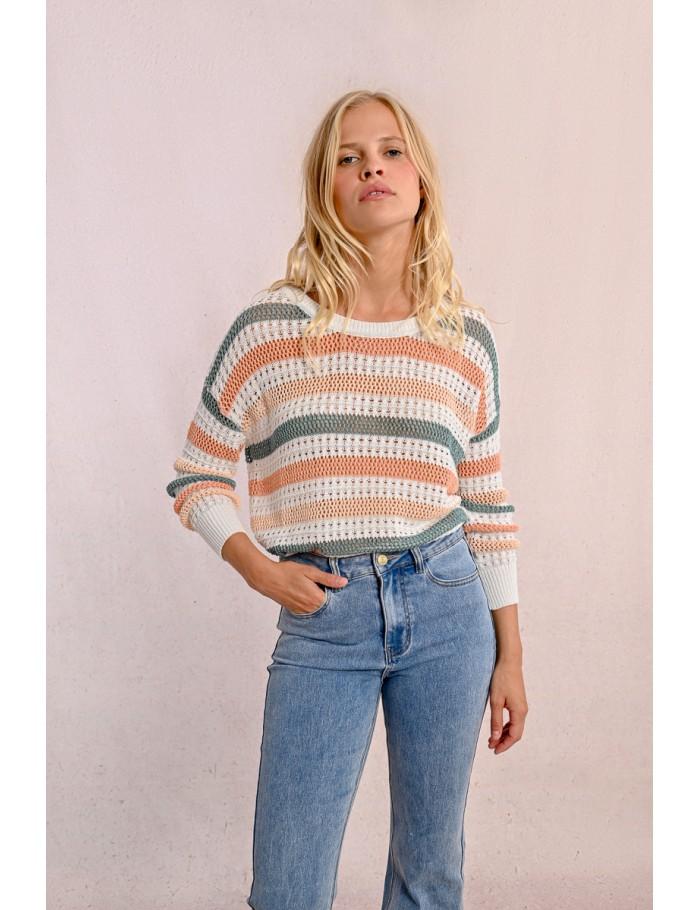 Lili Sidonio X Molly Bracken Pull En Maille Ajourée CORAL