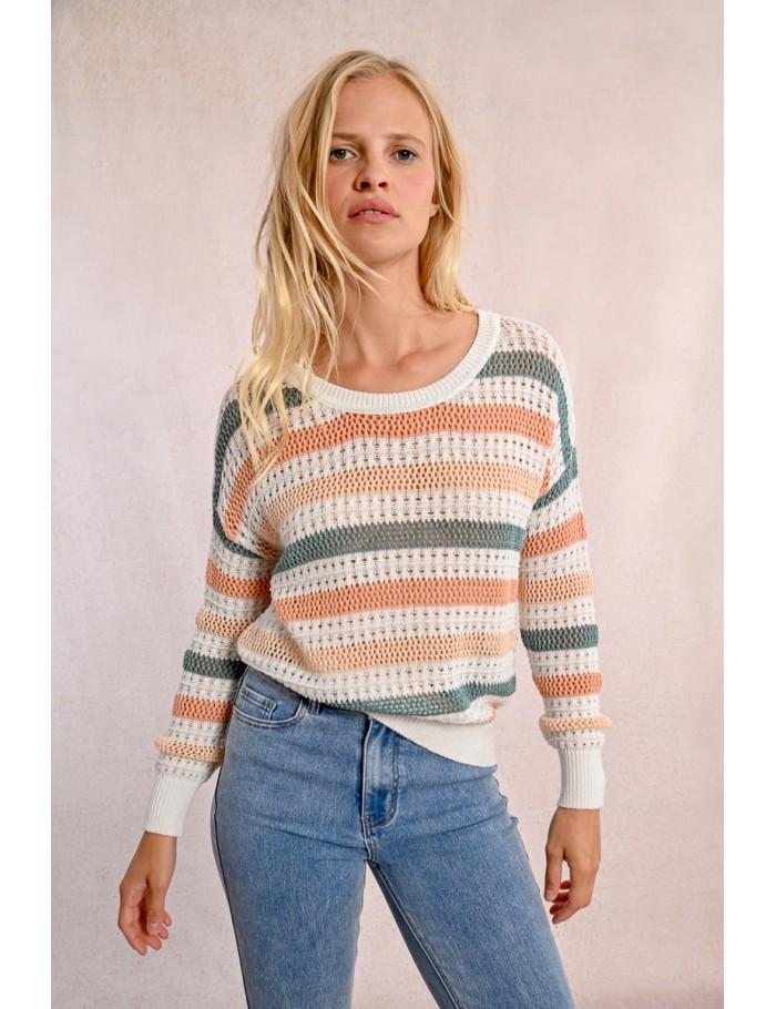 lili sidonio x molly bracken Pull en maille ajourée CORAL