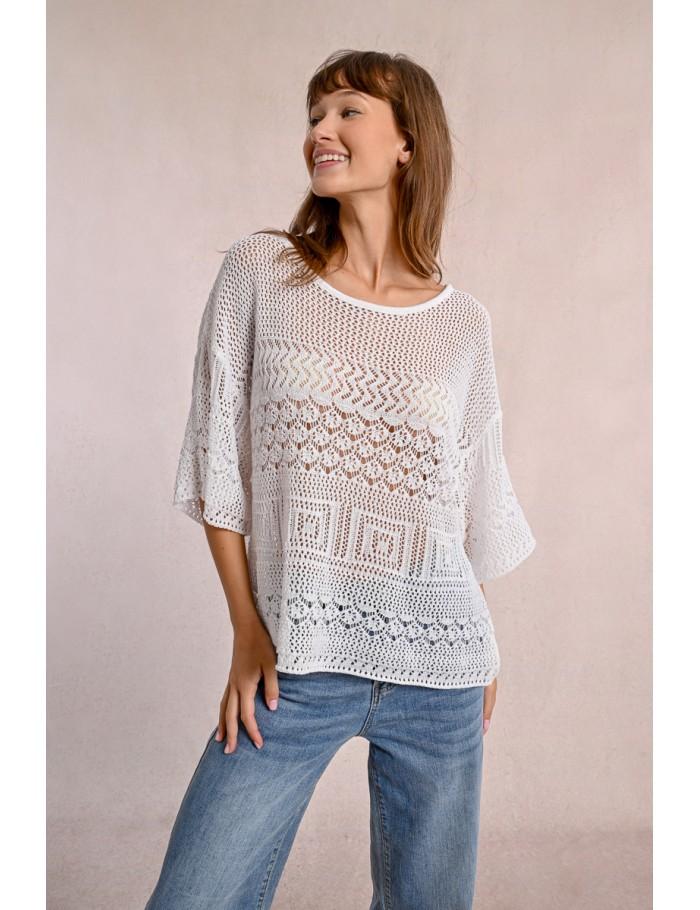 Lili Sidonio X Molly Bracken Pull En Maille Ajourée WHITE