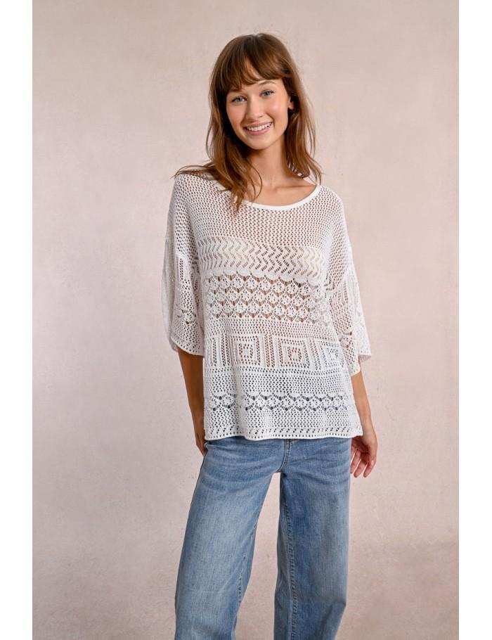 Lili Sidonio X Molly Bracken Pull En Maille Ajourée WHITE