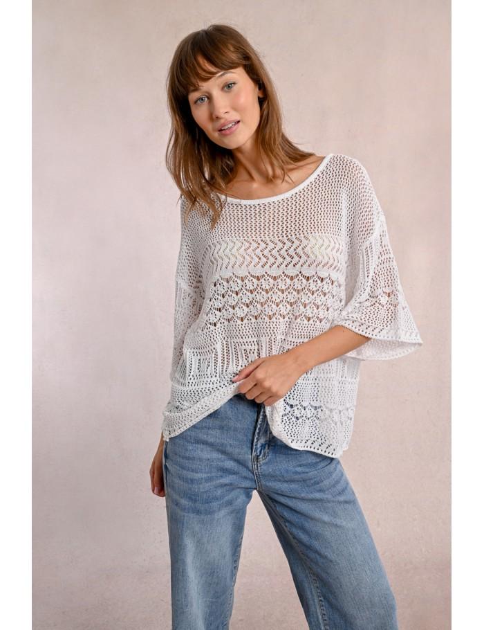 Lili Sidonio X Molly Bracken Pull En Maille Ajourée WHITE