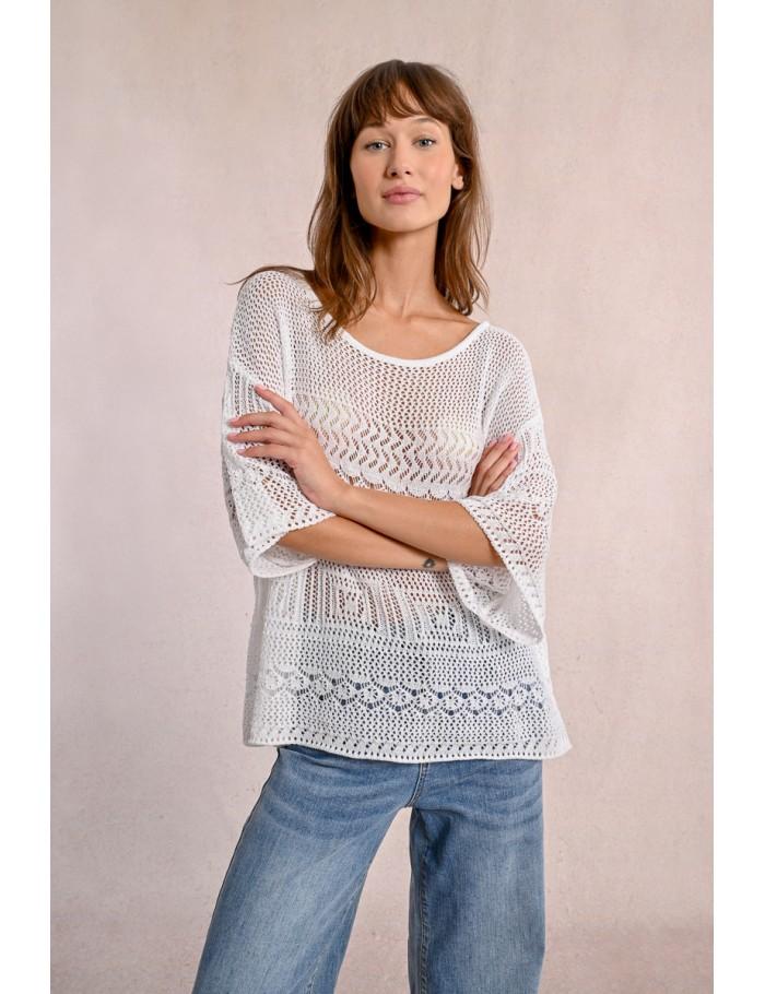 Lili Sidonio X Molly Bracken Pull En Maille Ajourée WHITE