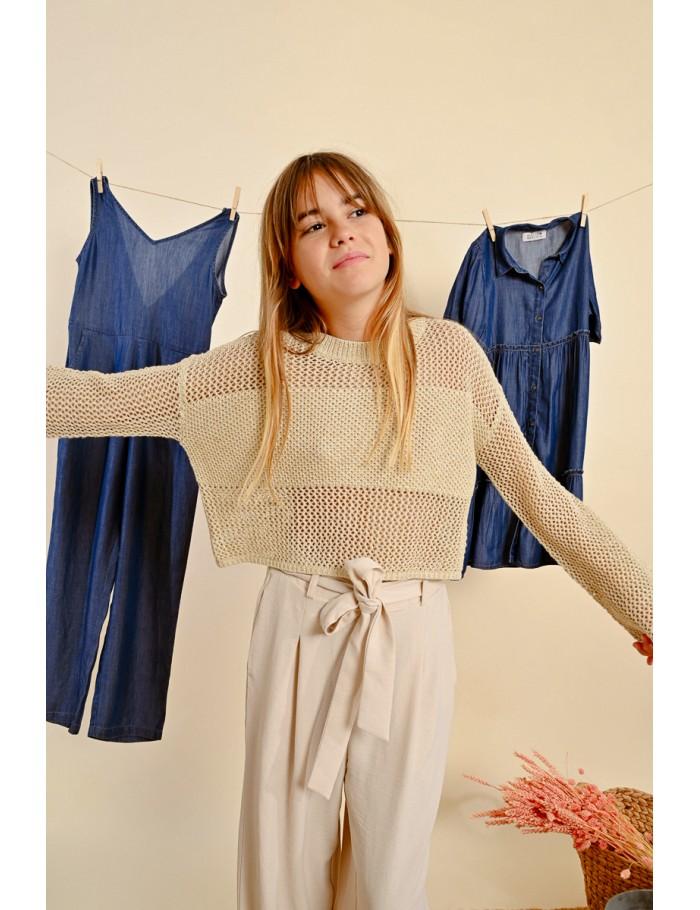 lili sidonio x molly bracken Pull en maille fine manches longues BEIGE
