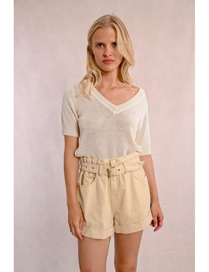 Lili Sidonio X Molly Bracken Pull En Maille Manches Courtes BLUE