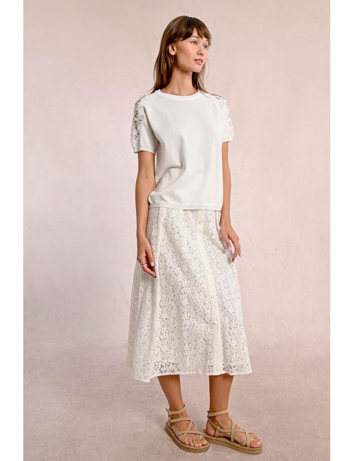 Lili Sidonio X Molly Bracken Pull En Maille Manches Courtes En Dentelle BLACK