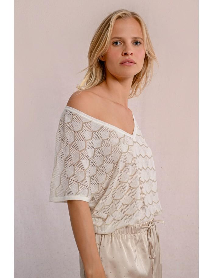 Lili Sidonio X Molly Bracken Pull En Maille Manches Courtes En Semi Transparence NAVY BLUE