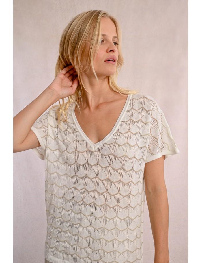 Lili Sidonio X Molly Bracken Pull En Maille Manches Courtes En Semi Transparence NAVY BLUE