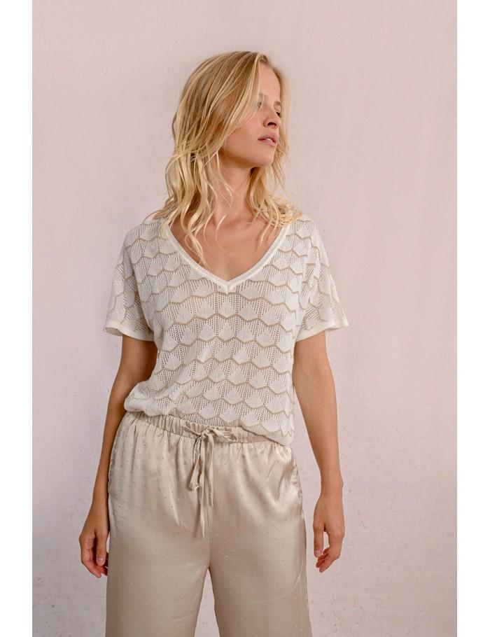 Lili Sidonio X Molly Bracken Pull En Maille Manches Courtes En Semi Transparence NAVY BLUE