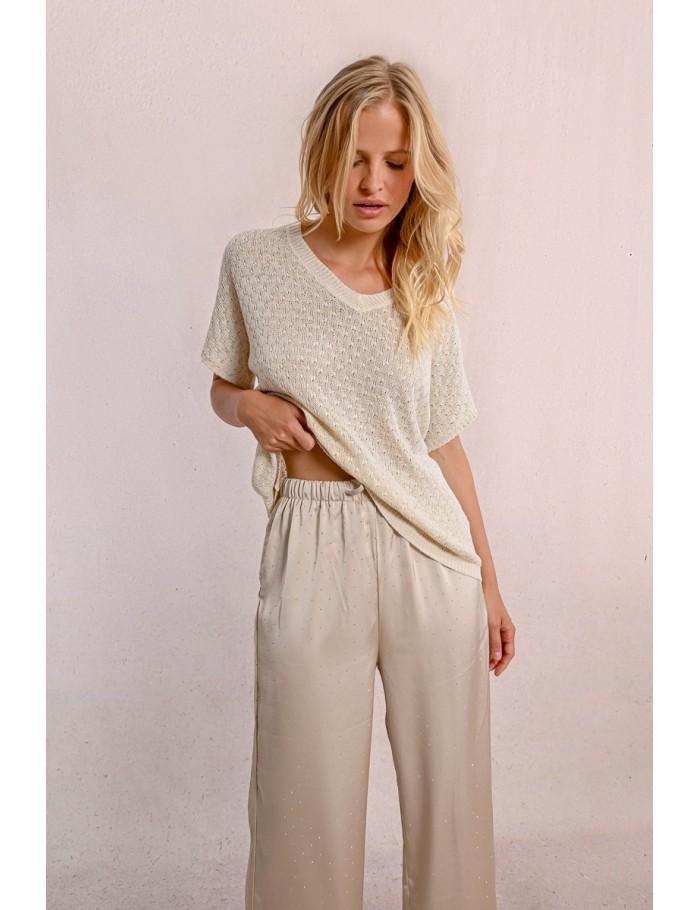 Lili Sidonio X Molly Bracken Pull En Maille Manches Courtes GOLDEN BEIGE