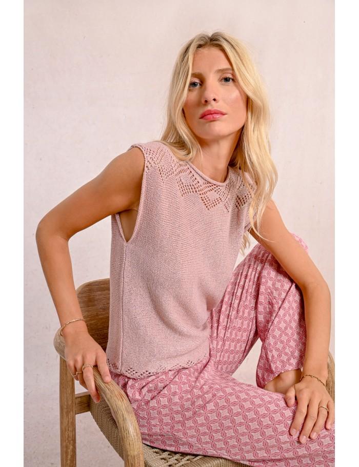 Lili Sidonio X Molly Bracken Pull En Maille Sans Manches ÉCRU