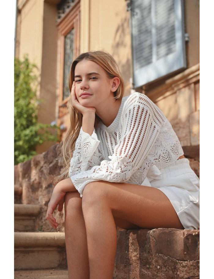 Lili Sidonio X Molly Bracken Pull En Maille Semi Transparent ÉCRU
