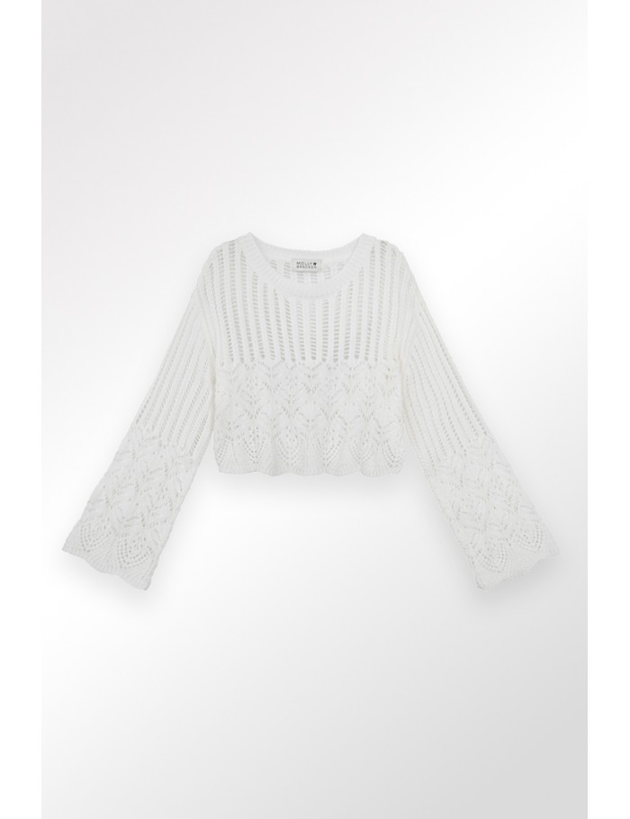 Lili Sidonio X Molly Bracken Pull En Maille Semi Transparent ÉCRU